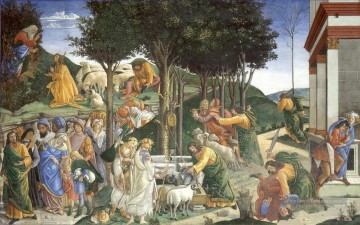 scènes de la vie de Moïse Sandro Botticelli Peinture à l'huile
